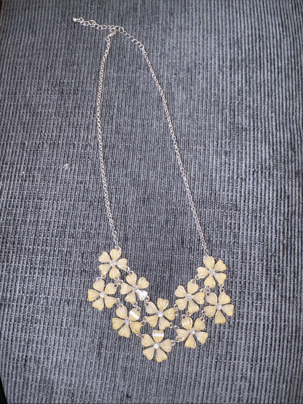 18- delicate floral Statement Necklace - Gold Tone